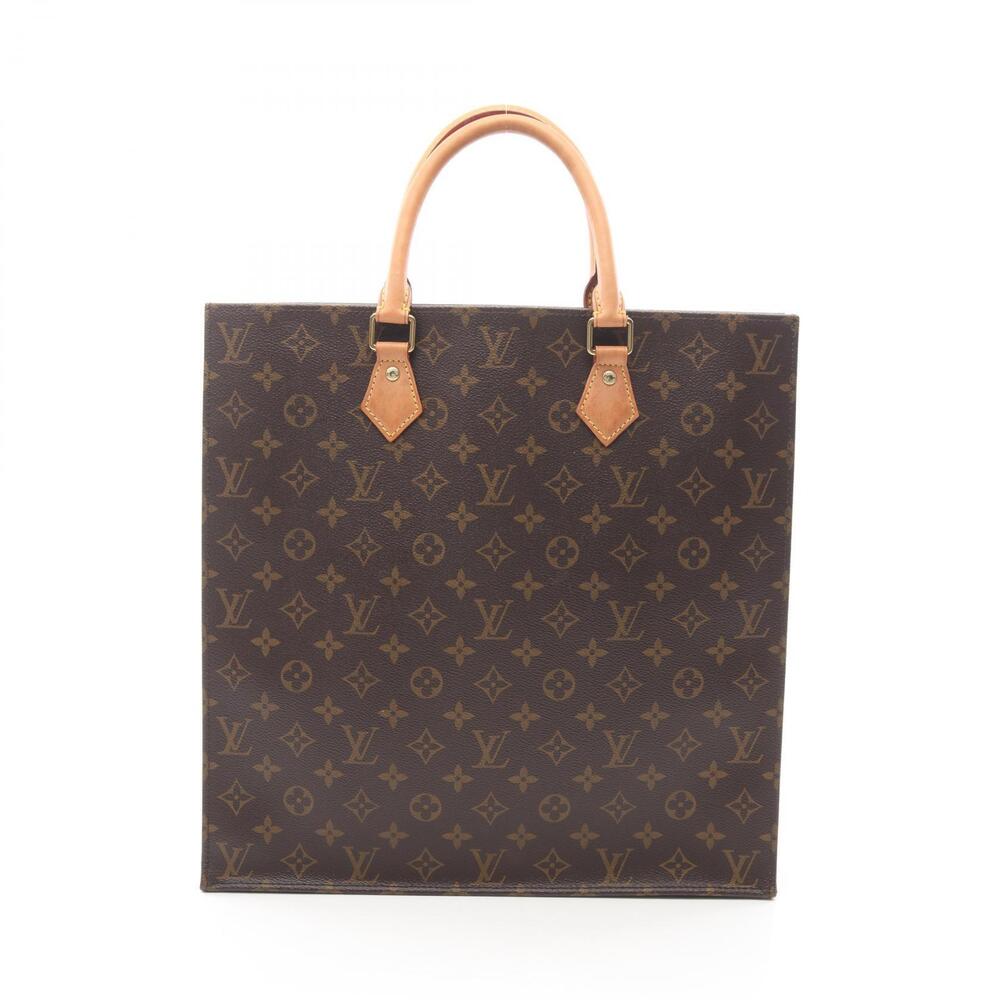 Louis Vuitton Sac Plat Tote Bag Canvas Leather Monogram Brown
